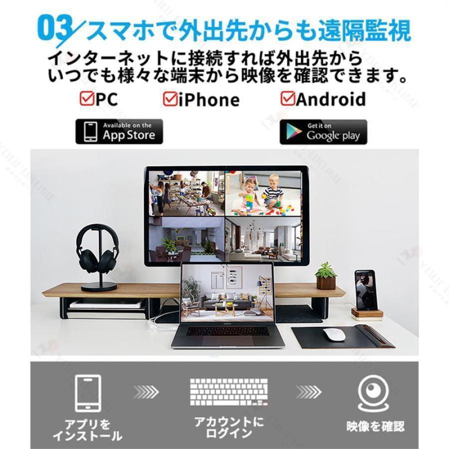 防犯カメラ 屋外 セット 家庭用 ワイヤレス wifi 録画 監視カメラ 1?10台 モニター セット ワイヤレス リピーター 最大2TB 赤外線LEDカメラ マホ遠隔監視｜truejoystore｜05