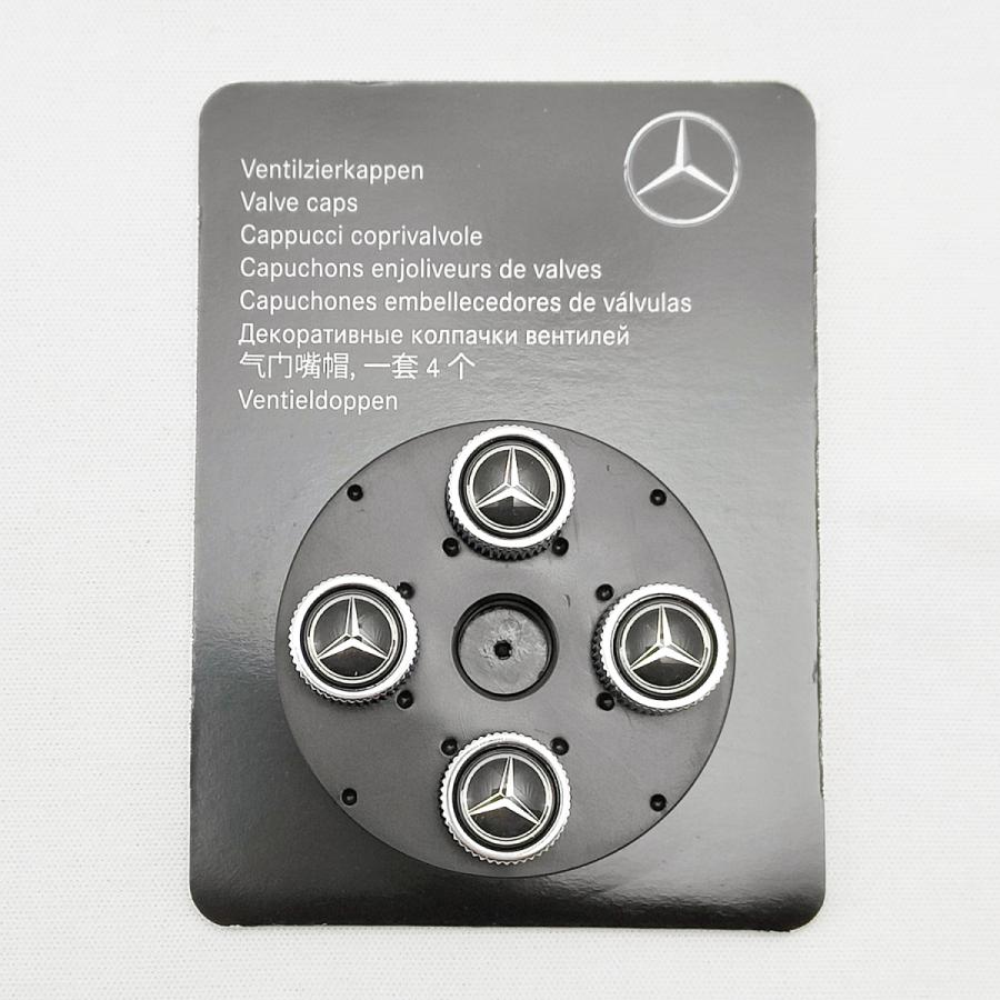 Mercedes-Benz 殿堂 ブラック スター エアバルブ キャップ 4個セット は自分にプチご褒美を 部品 追跡有 純正 送料込 メルセデス ベンツ