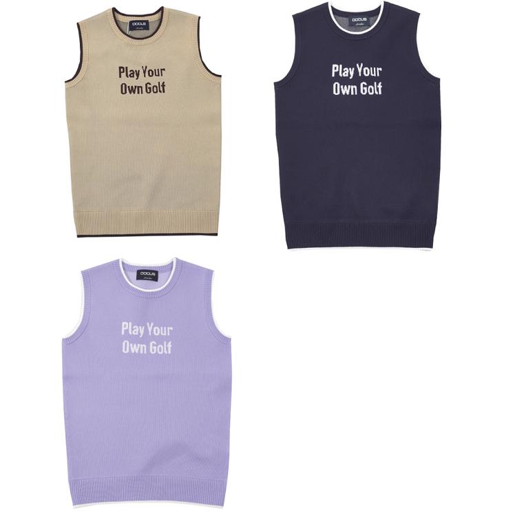 DOCUS ゴルフウェア ノースリーブ ニット レディース ブランド かわいい dcl24s019-asu お取り寄せ商品 DOCUS（ドゥーカス） ゴルフウェア ノースリーブ ニット レディース