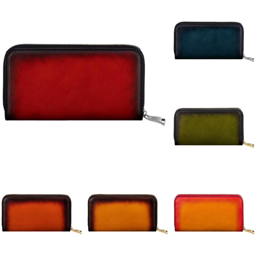 Lilyleather Design リリーレザーデザイン ラウンドファスナー 長財布 おしゃれ レザー 革 小銭入れ付 ぼかし染め Lilyleather Design リリーレザーデザイン ラウンドファスナー 長財布