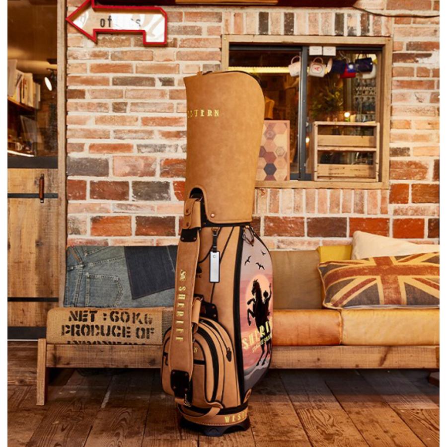 Sheriff キャディーバック メンズ おしゃれ ゴルフ用バッグ キャメル かっこいい ゴルフバック おしゃれ 限定 Sfw 012cb