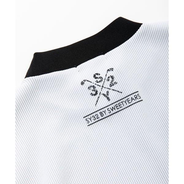 【SY32】ワッフル生地×人気ビッグロゴマーク 長袖モックネックポロシャツL ロングスリーブモックネック SY32 ゴルフ ゴルフウェア メンズ