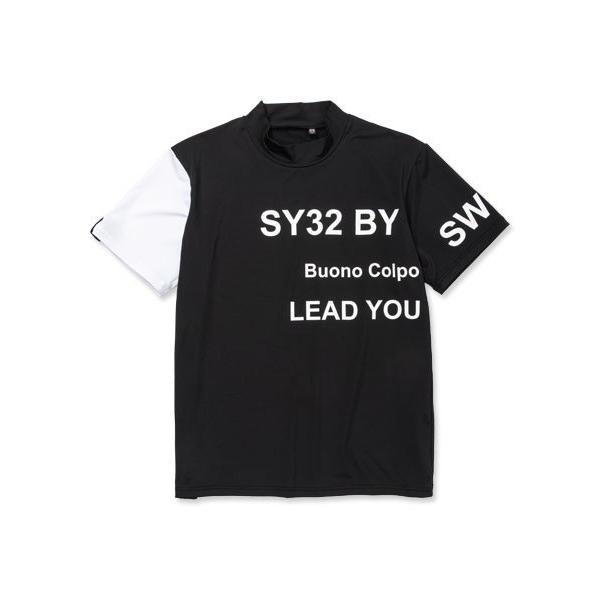 SY32 by SWEET YEARS Tシャツ レタードロゴ 半袖 ハイネック プルオーバー モックシャツ メンズ ブランド おしゃれ ゴルフ スポーツ SYG-23S38｜trues｜02