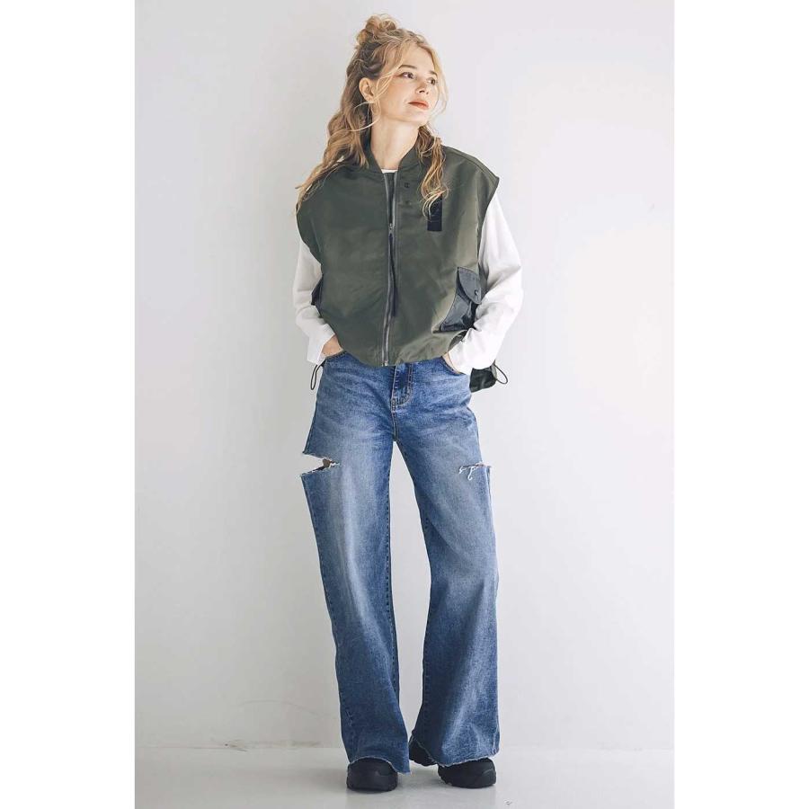 INDIMARK インディマーク デニムパンツ レディース おしゃれ ブランド ワイド スラッシュ WJ157　お取寄せ INDIMARK（インディマーク） デニムパンツ レディース おしゃれ