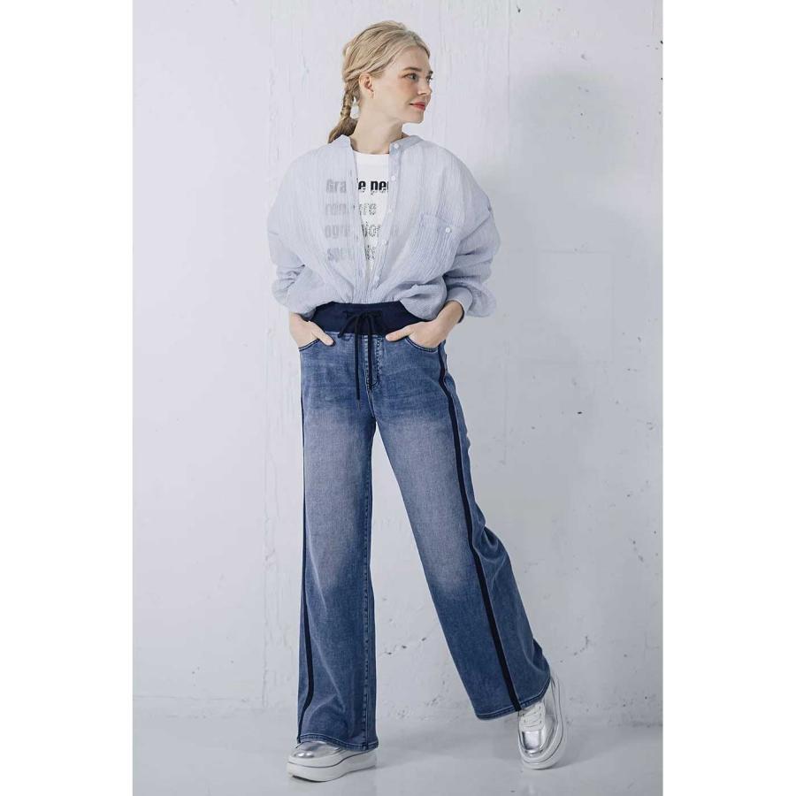 INDIMARK INDKNIT サイドラインワイド ブルー レディース おしゃれ ブランド かわいい インディゴ WK001【お取り寄せ】 INDIMARK（インディマーク） INDIMARK INDKNIT サイドラインワイド