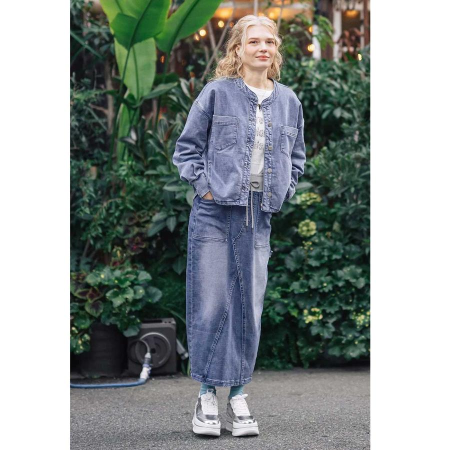 INDIMARK INDKNIT マキシ丈 ペインタースカート レディース おしゃれ ブランド かわいい インディゴ WK003【お取り寄せ】 INDIMARK（インディマーク） INDIMARK INDKNIT マキシ丈 ペインター