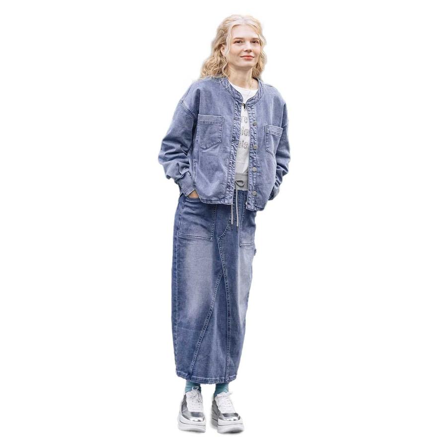 INDIMARK INDKNIT マキシ丈 ペインタースカート レディース おしゃれ ブランド かわいい インディゴ WK003【お取り寄せ】 INDIMARK（インディマーク） INDIMARK INDKNIT マキシ丈 ペインター