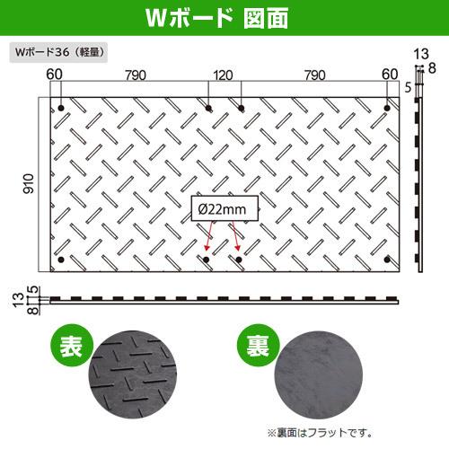 （法人限定）10枚セット　WPT　樹脂製　敷板　910×1820mm　片面凸　養生用　BP0918-13　軽量　Wボード36