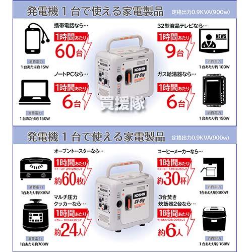 工進 カセットガス式 インバーター 発電機 GV-9ig カセットガス式インバーター発電機 GV-9ig | 株式会社工進【公式】