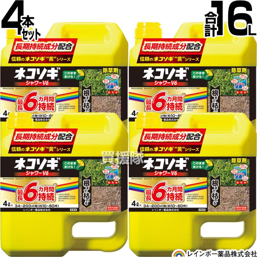 ネコソギ （ポイント5倍）レインボー薬品 ネコソギシャワー V6 4L×4本