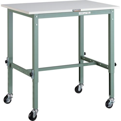 トラスコ中山 株 TRUSCO AEM型高さ調節作業台 900X600XH710-1010 Φ75キャスター付 グリーン色 AEM-0960C75 期間限定 ポイント10倍