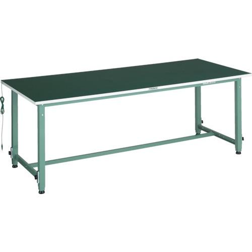 トラスコ中山 TRUSCO 軽荷重作業台高さ調節式 150kg AEM型 1800X900XH652〜952 帯電防止マット張り グリーン色 AEM-1809D 期間限定 ポイント10倍