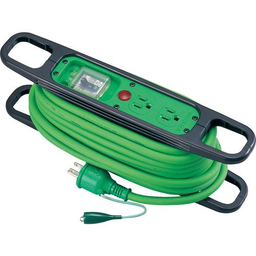 ■NICHIDO ハンドリール 100V 3芯×10m 緑 アース漏電しゃ断器付〔品番:HREB102G〕【3272605:0】[店頭受取不可] 日動工業 NICHIDO ハンドリール 100V 3芯×10m 緑 アース漏電しゃ断器付