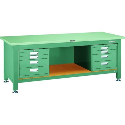 トラスコ中山 TRUSCO 重荷重作業台 3000kg TWZ型 1800X750XH740 4段引出X2付 グリーン色 STWZ-1800D4D4 期間限定 ポイント10倍