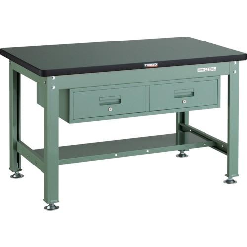 トラスコ中山 TRUSCO 中荷重作業台 2000kg DW型 1200X750XH740 2列引出付 グリーン色 RDW-1200FL2 期間限定 ポイント10倍