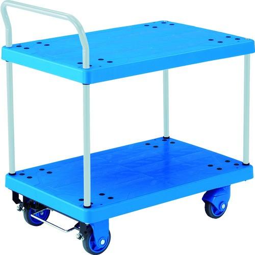 トラスコ中山 株 TRUSCO 樹脂台車 グランカート サイレント 2段片袖 718X468 ストッパー付 TP-X704S 期間限定 ポイント10倍