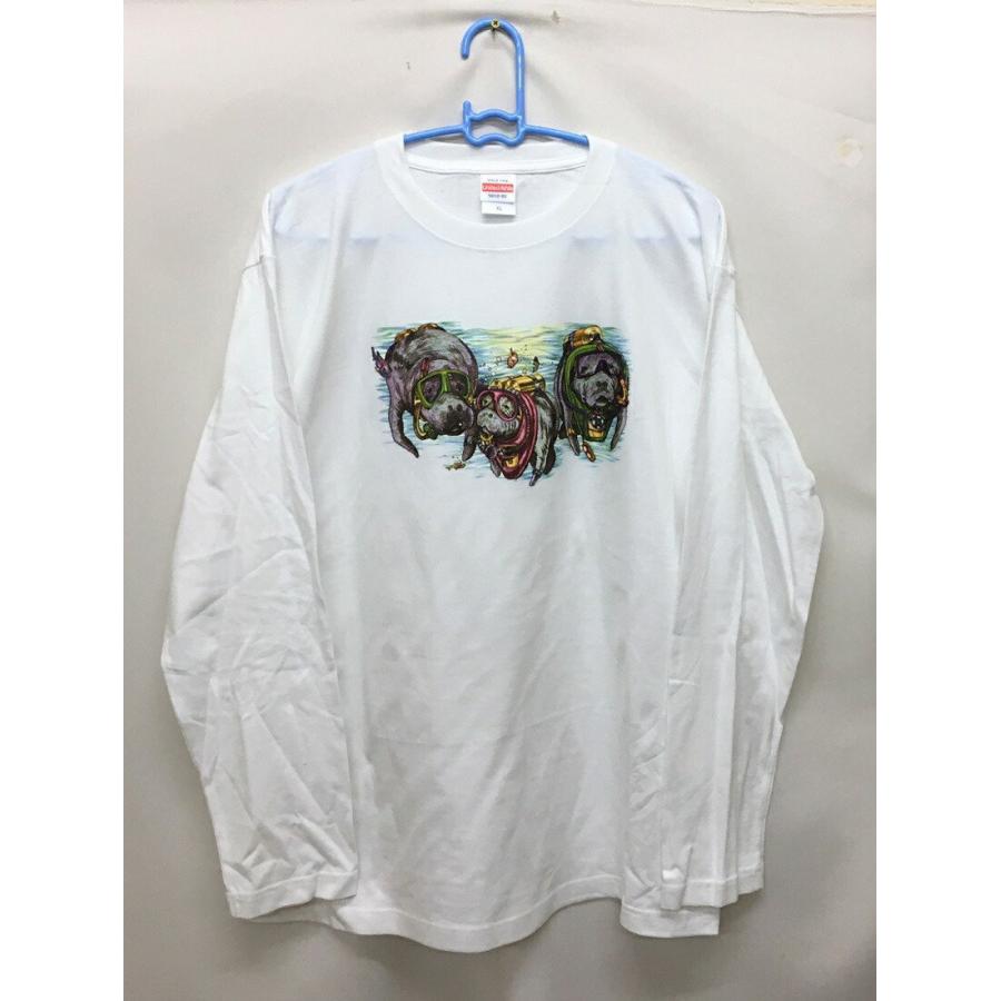 マナティー （前後）野生動物 ワイルドライフ 海獣 長袖 tシャツ