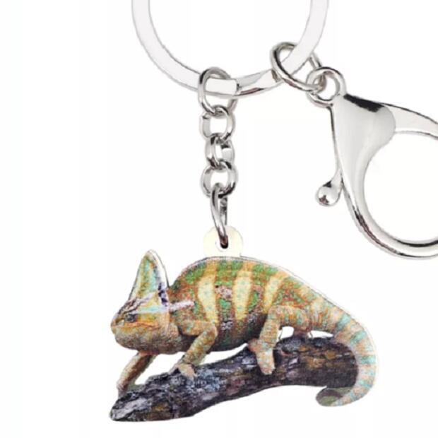 カメレオン キーホルダー カメレオングッズ 爬虫類 アクリル 野生動物