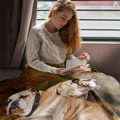 ブルドッグ ブランケット ひざ掛け 犬 dog DOG 大型犬 大判 暖かい