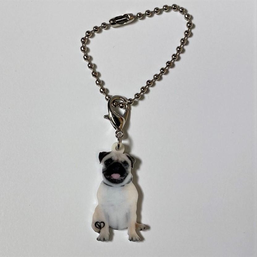 パグ パピー チャーム キーホルダー アクリル オーナーグッズ 犬雑貨 Dog イヌ 犬 かわいい キーチェーン マスク