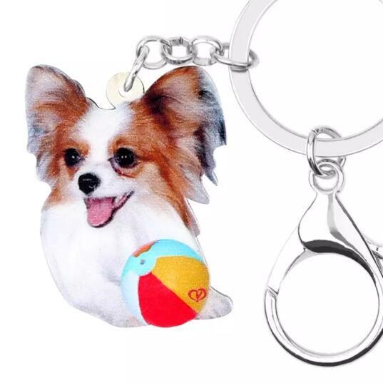 パピヨン キーホルダー パピヨングッズ アクリル 犬 いぬ イヌ dog 犬