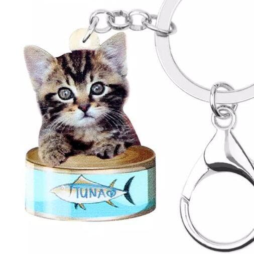 キャット ネコ 缶詰猫 キーホルダー ネコグッズ アクリル 猫