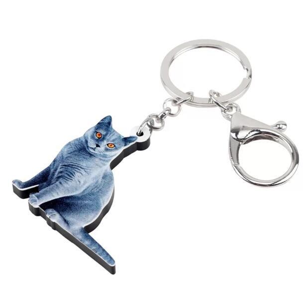 キャット ネコ 青猫 キーホルダー ネコグッズ アクリル 猫 ねこ