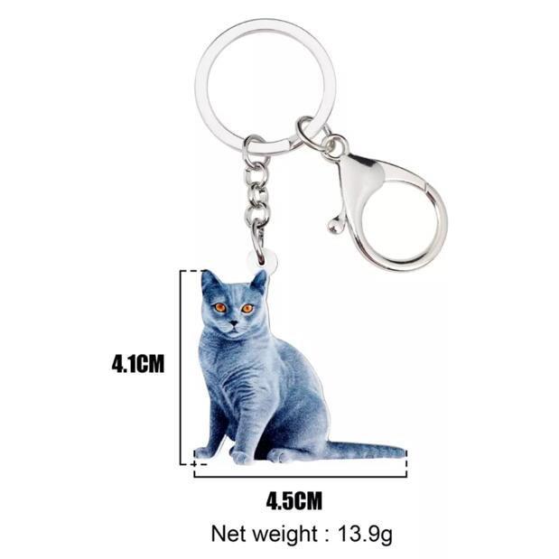 キャット ネコ 青猫 キーホルダー ネコグッズ アクリル 猫 ねこ