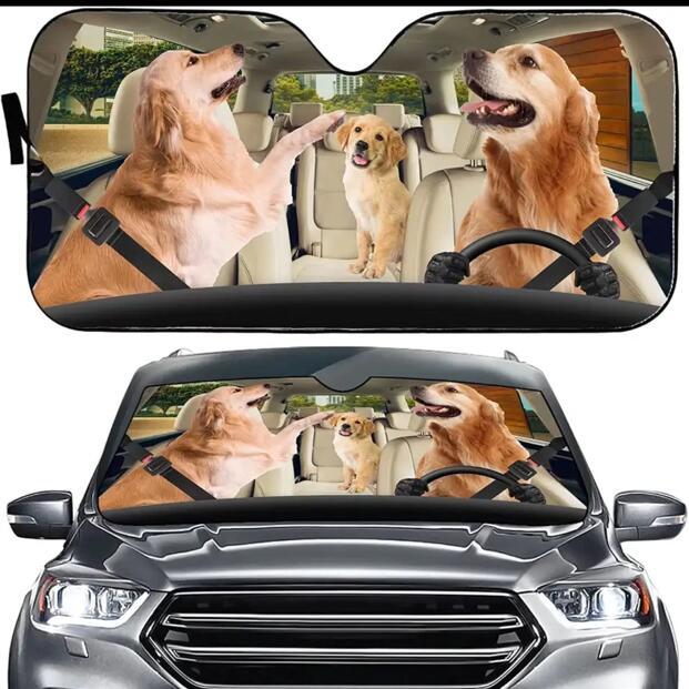 6月の新入荷 サンシェード ゴールデンレトリバー レトリーバー 犬柄 犬 いぬ DOG 面白い 車 車窓日よけ 日除け 日焼け防止 遮光断熱
