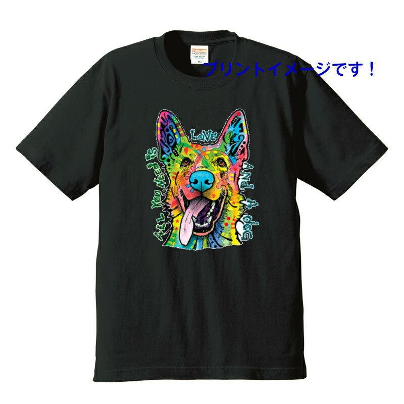 ジャーマンシェパード tシャツ 半袖 カットソー 丸首型 クルーネック 綿100% コットン トップス 服 レディース メンズ シンプル かわいい おしゃれ イベント 犬｜trust-wanpoint