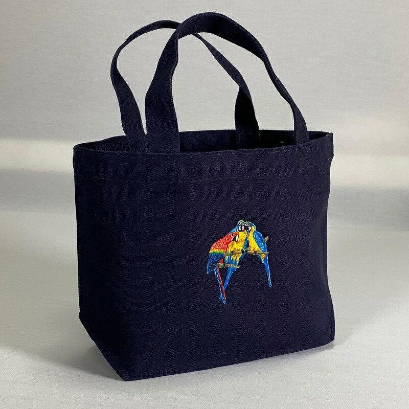 コンゴウインコ 刺繍 トート Ｓサイズ 厚手 トートバッグ （小）小さめ お散歩バッグ 鳥プリント バード オウム インコ かわいい ギフト  プレゼント : 犬と動物 トラストワンポイント - 通販 - Yahoo!ショッピング