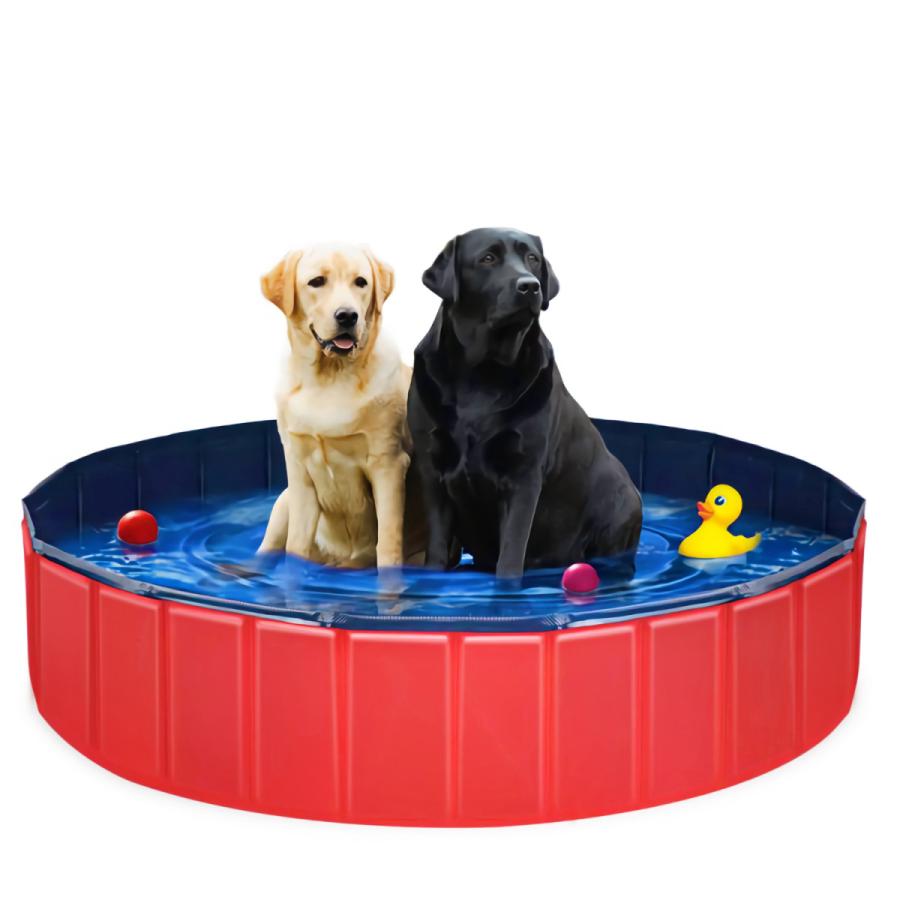 21年春の ペットプール 犬猫用 子供用 家庭用プール 折り畳み 水遊び 空気入れ不要 レッド 直径160cm Aynaelda Com
