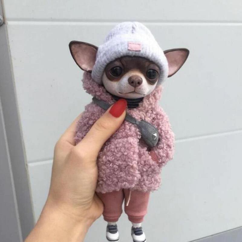 □ かわいい! チワワ レジン ドッグ 2個セット 樹脂 子犬の置物 □ かわいい! チワワ レジン ドッグ 2個セット 樹脂 子犬の置物