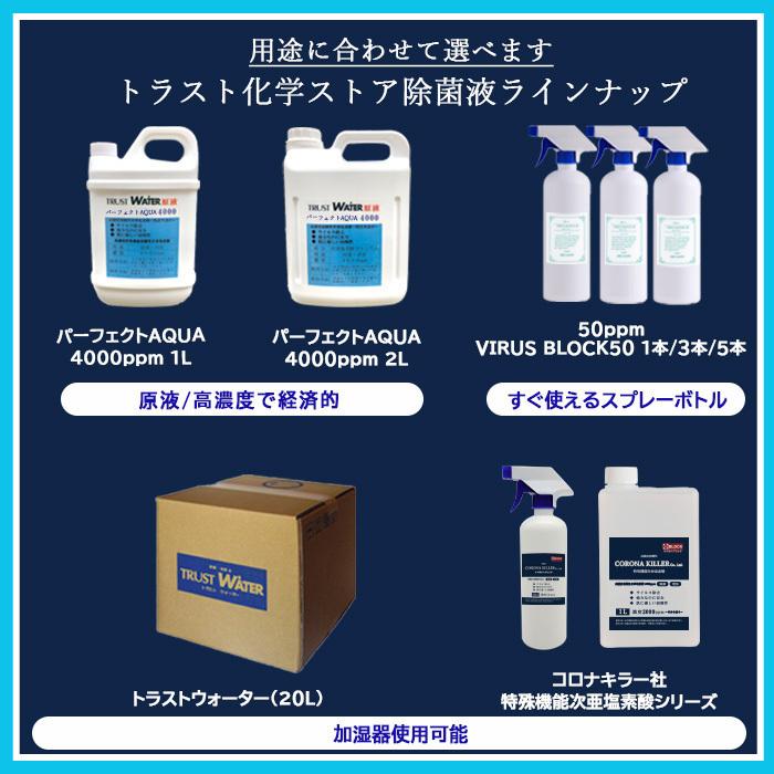 期間限定セール 次亜塩素酸水 コロナキラー社製 4000ppm 2L 加湿器OK 噴霧 除菌 消臭 弱酸性 超高濃度 抗ウイルスマスクおまけ付き_3