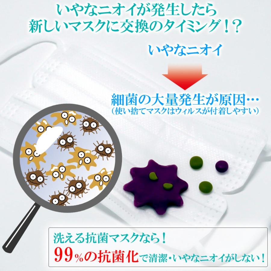 マスク 洗える 50回洗濯可能 立体 抗ウイルス 抗菌 防臭 唯一のイオン