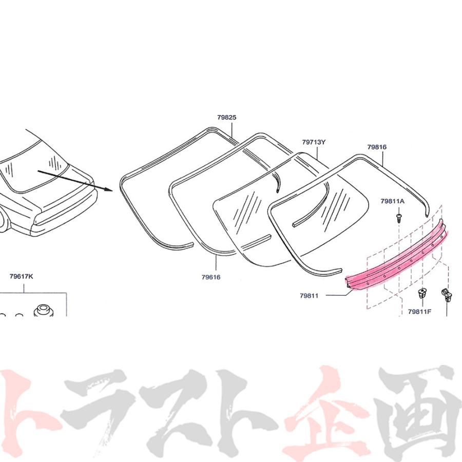 日産（NISSAN） リア ガラス ロアモール スカイライン GT-R BCNR33 2