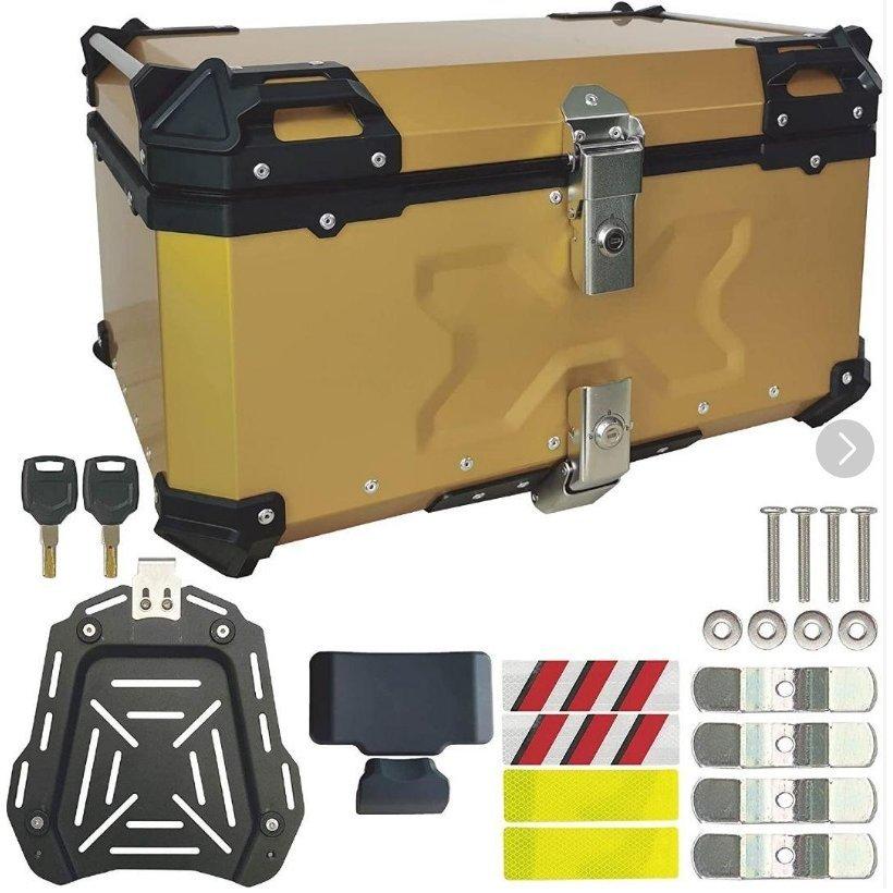 バイク用リアボックス 大容量 65L アルミ 取付ベース付 鍵2本付 簡単