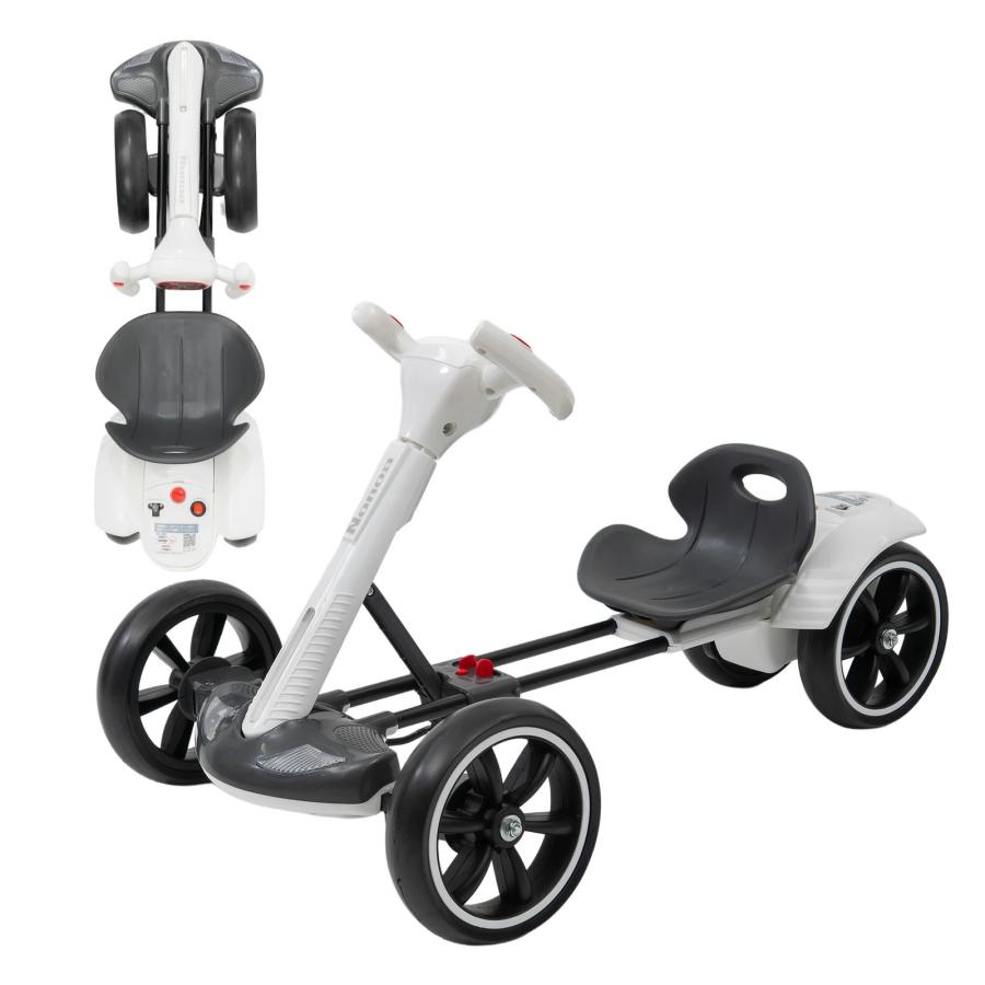 折りたたみ式 電動カート ホワイト 4-8歳対応 キッズカー 折りたたみ 電動乗用玩具 充電式 組み立て不要 3歳 4歳 5歳