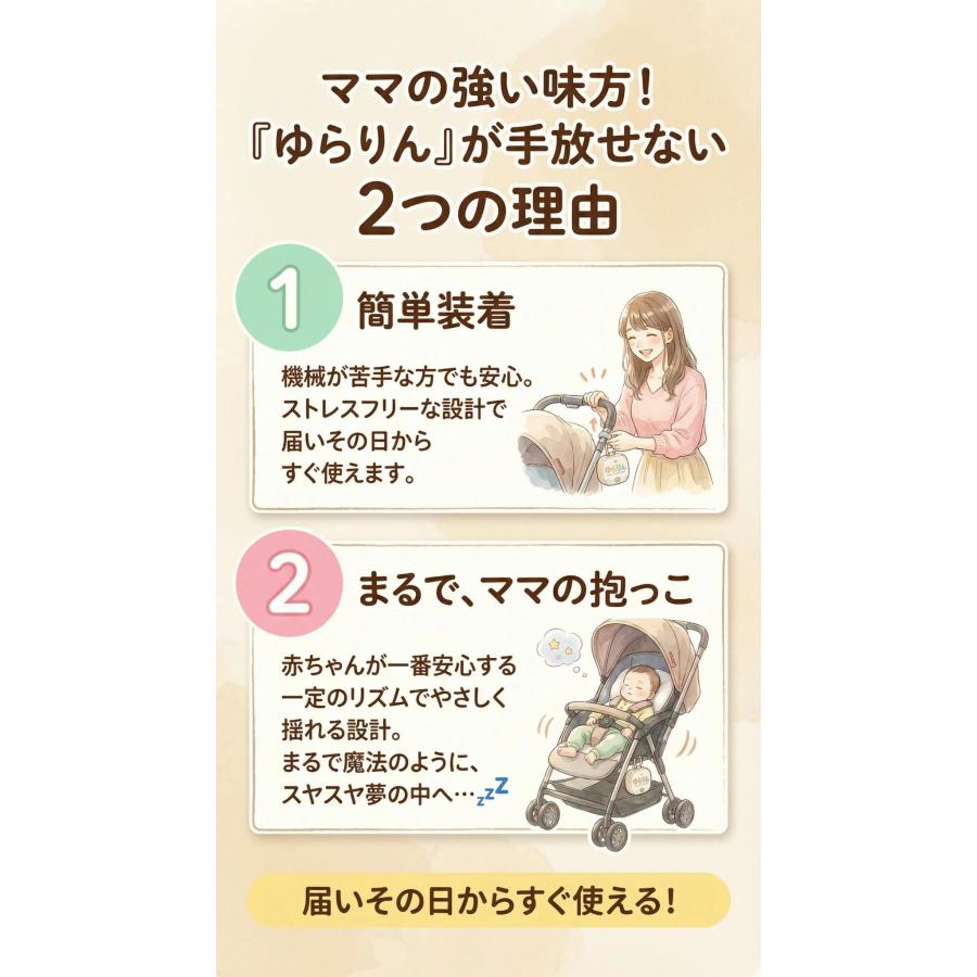 ゆらりん 自動ベビーカー揺らし機 電動 USB 赤ちゃん用 出産祝いにも