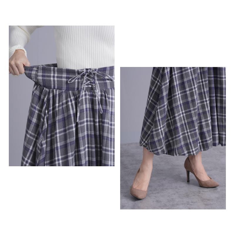 バルーンスカート チェック柄 レースアップデザイン : Fetchcollection