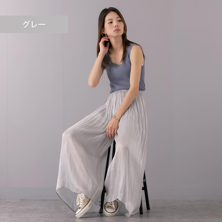 スカート見えするパンツ 光沢スカウチョ : Fetchcollectionボトムス