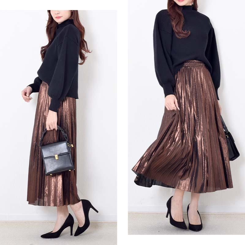 シャイニー メタリック プリーツスカート : Fetchcollection シャイニー メタリック プリーツスカート : Fetchcollection