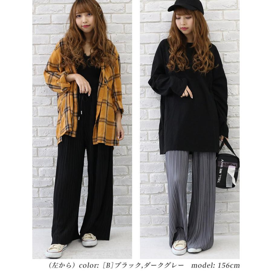 落ち感 プリーツパンツ ストレート シルエット お洒落 プリーツパンツ レディース ストレート ワイド スピンドル付き