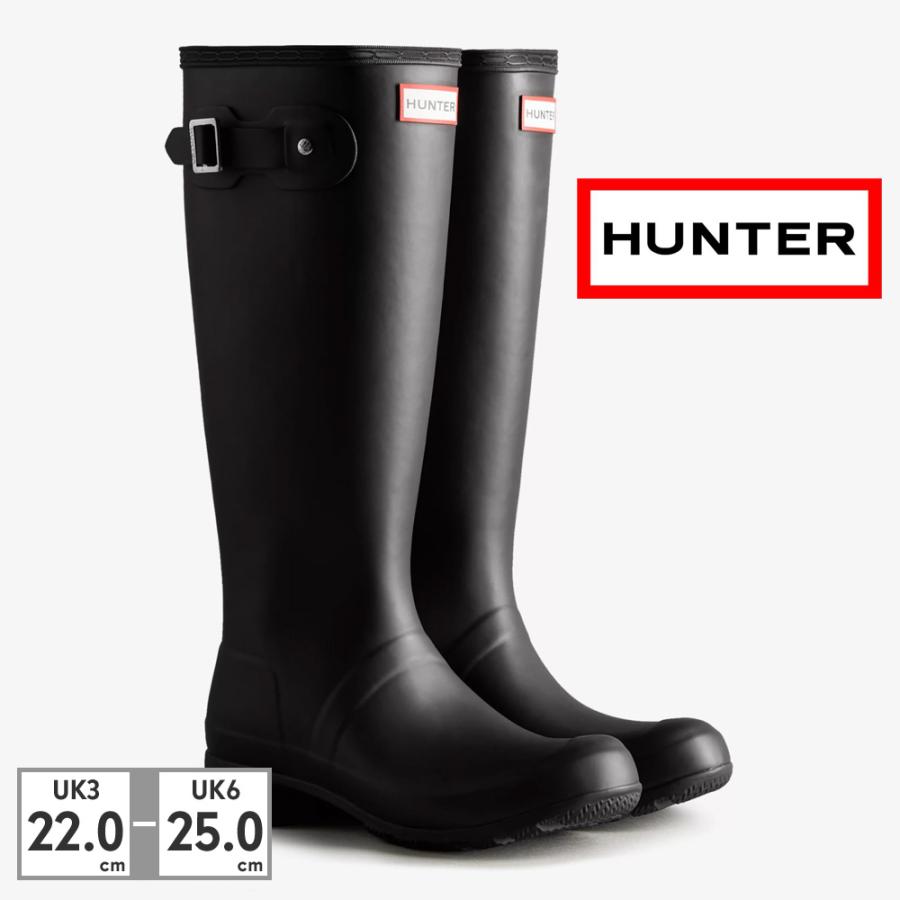 HUNTER レインブーツUK6 梅雨綺麗めおしゃれ黒ラバーブーツ