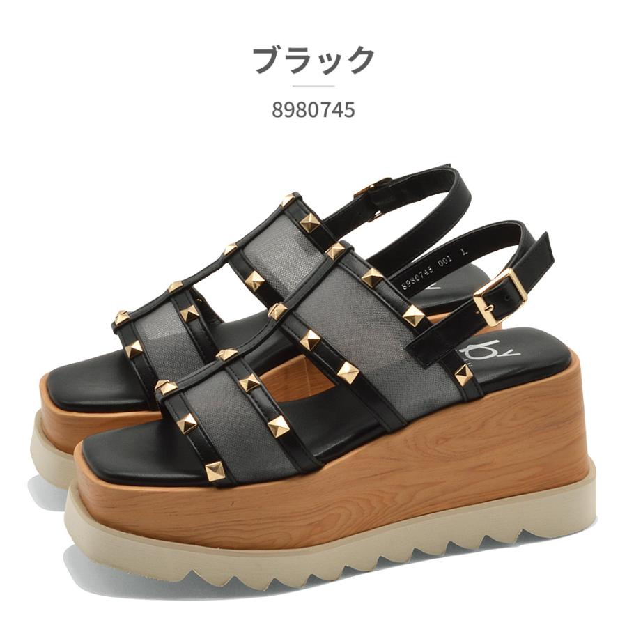byあしながおじさん サンダル レディース 厚底スタッズサンダル