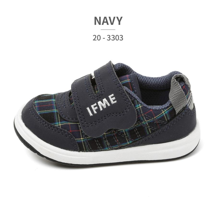 IFME イフミー スニーカー キッズ 播州織チェック柄ワンベルト