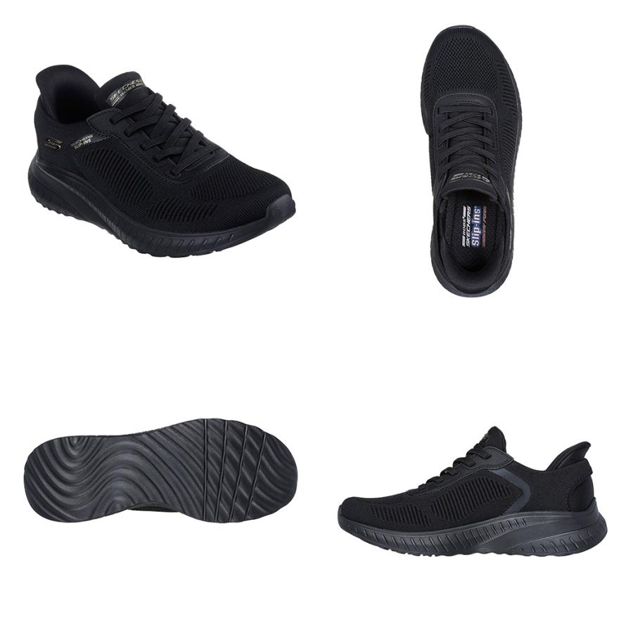 スケッチャーズスリップインズボブススクワットカオススニーカーブラック２４．５cm SKECHERS スケッチャーズ スリップインズ：ボブス スポート