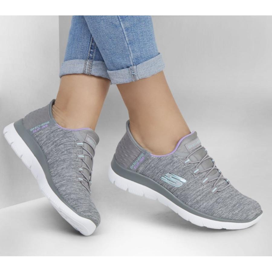 【美品】スケッチャーズ スリップインズ ハンズフリー 24.5 グレー【人気】 スケッチャーズ SKECHERS スリップインズ ハンズフリー ゴー