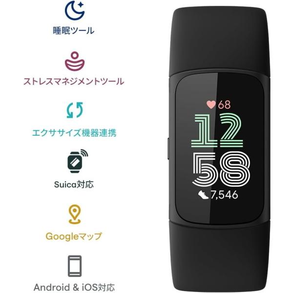 スマートウォッチ Fitbit Charge 6 GA05183-AP Android iOS 電子マネー Suica 耐水 心拍数 睡眠 GPS フィットビット 腕時計 時計 GA05183AP Google | Fitbit Charge | 02