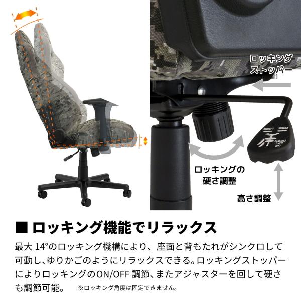 Nitro Concepts - ゲーミングチェア S300 PRO DIGITAL CAMO デジタル化けの皮 アーキサイト NC-S300PRO-UC ネックピロー ランバーサポート嘱する 耐荷重150kg